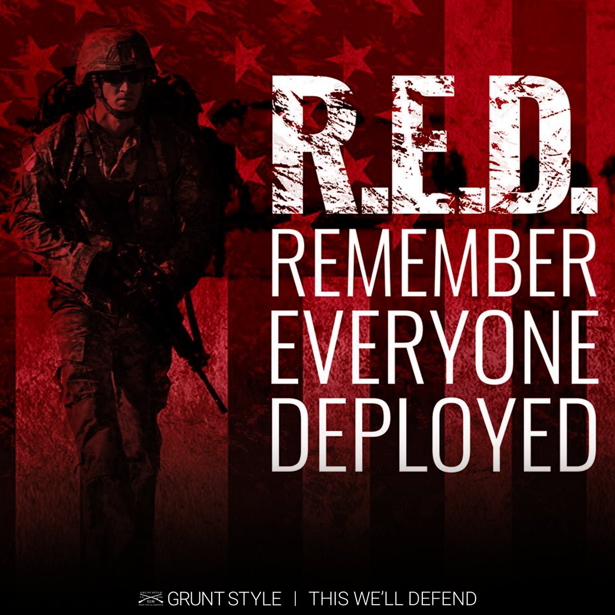 Wearing RED is a way for us at Grunt Style to remember our sons and daughters, brothers and sisters, mothers and fathers, our friends, and all those far from home, still fighting for our Freedom and those who didn't make it back. Join us this Friday, and wear RED. #redfriday