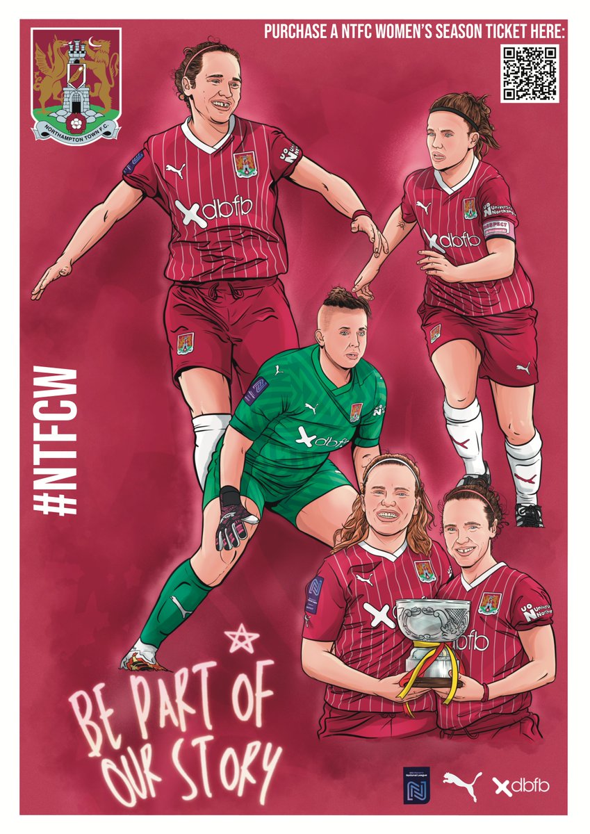 Be Part of Our Story👞 Get your @NTFCWomen 24/25 Season Tickets now! The team returns to Sixfields Stadium this Weekend for their final game this season against Notts County👏 Buy your tickets now & each family can collect the below poster👇 ntfcdirect.co.uk/NorthamptonTow…