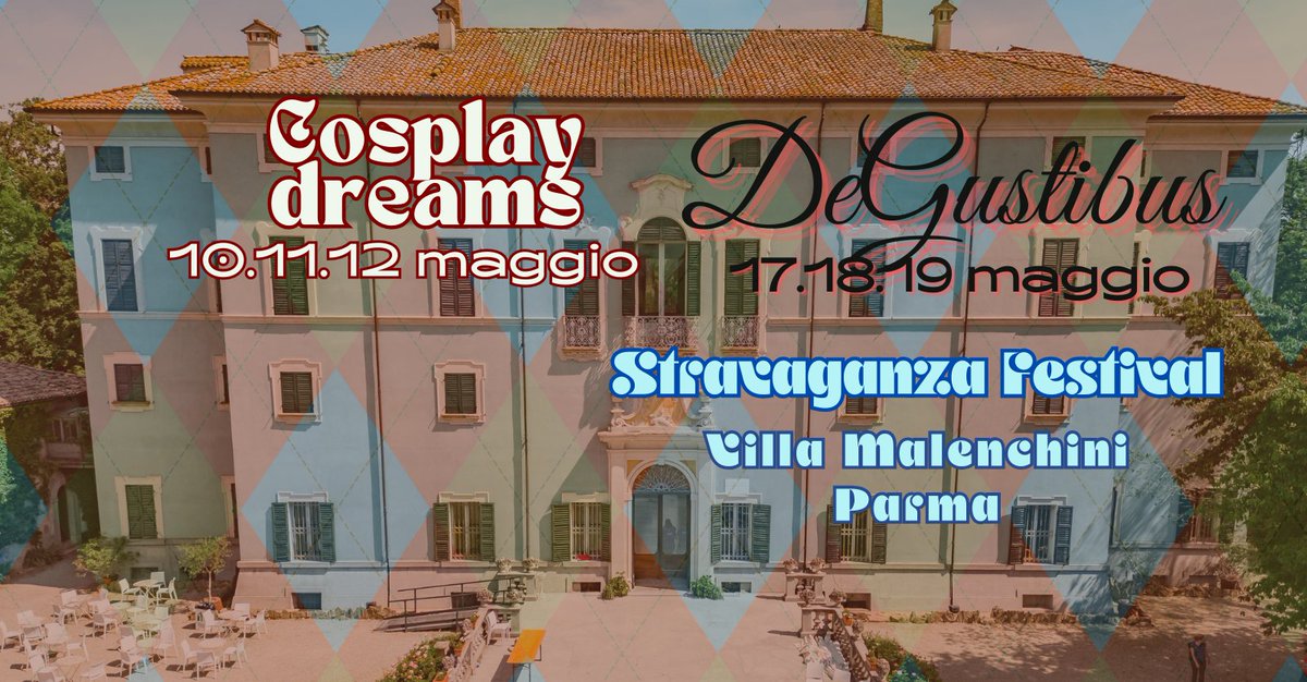 Villa Malenchini aperta in esclusiva per due weekend! 10, 11, 12 maggio e 17, 18, 19 maggio tanti eventi in un posto unico: Stravaganza Market festival, Cosplay dreams, De Gustibus Info su orari, costi e spettacoli: tinyurl.com/mpbbvxsc