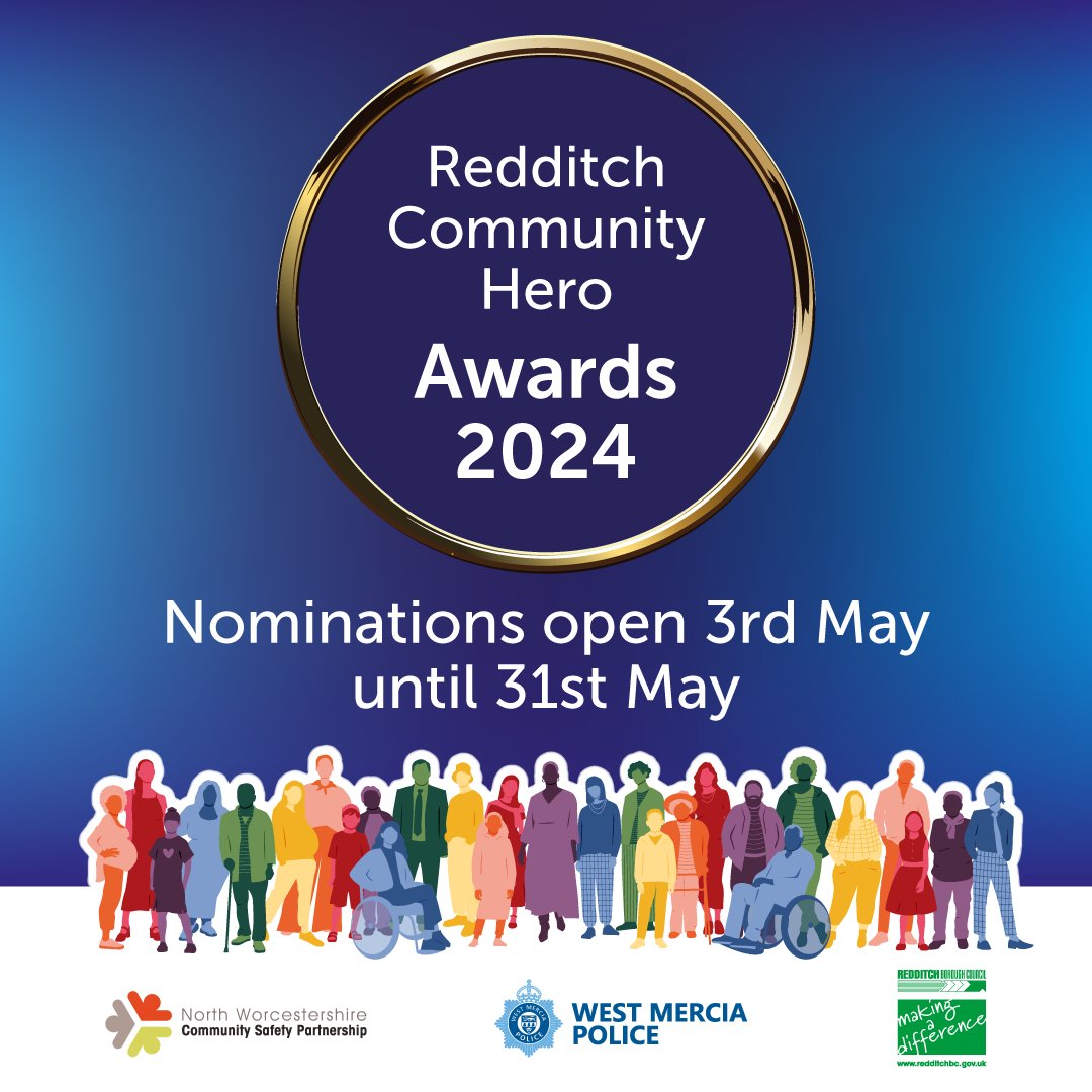 Today we launch our new Community Hero Awards - do you know someone who has championed safer communities? Nominate them for a Community Hero Award! Nominations are open until 31/05 More: redditchbc.gov.uk/news/2024/do-y…