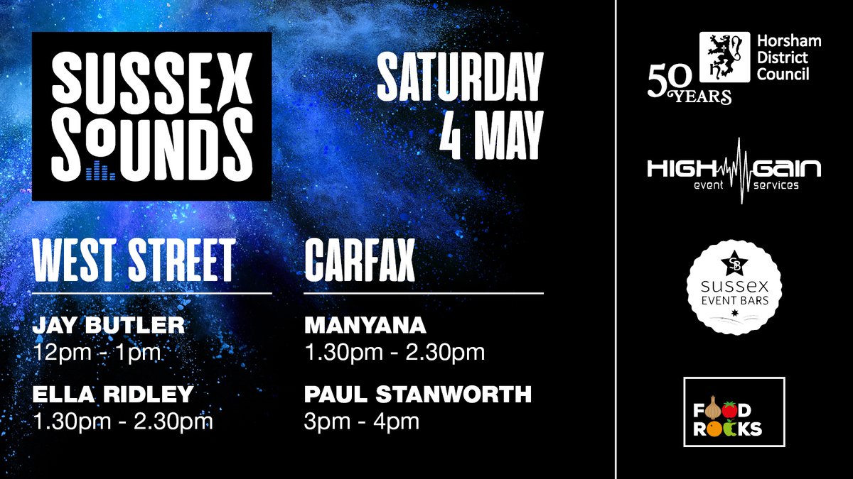 This weekend will see all of our usual Sussex Sounds performances alongside the fabulous A-May-Zing event. 🎵 Jay Butler and Ella Ridley will be in West Street whilst Manyana will perform on the Carfax followed by Paul Stanworth. orlo.uk/Rq5GQ