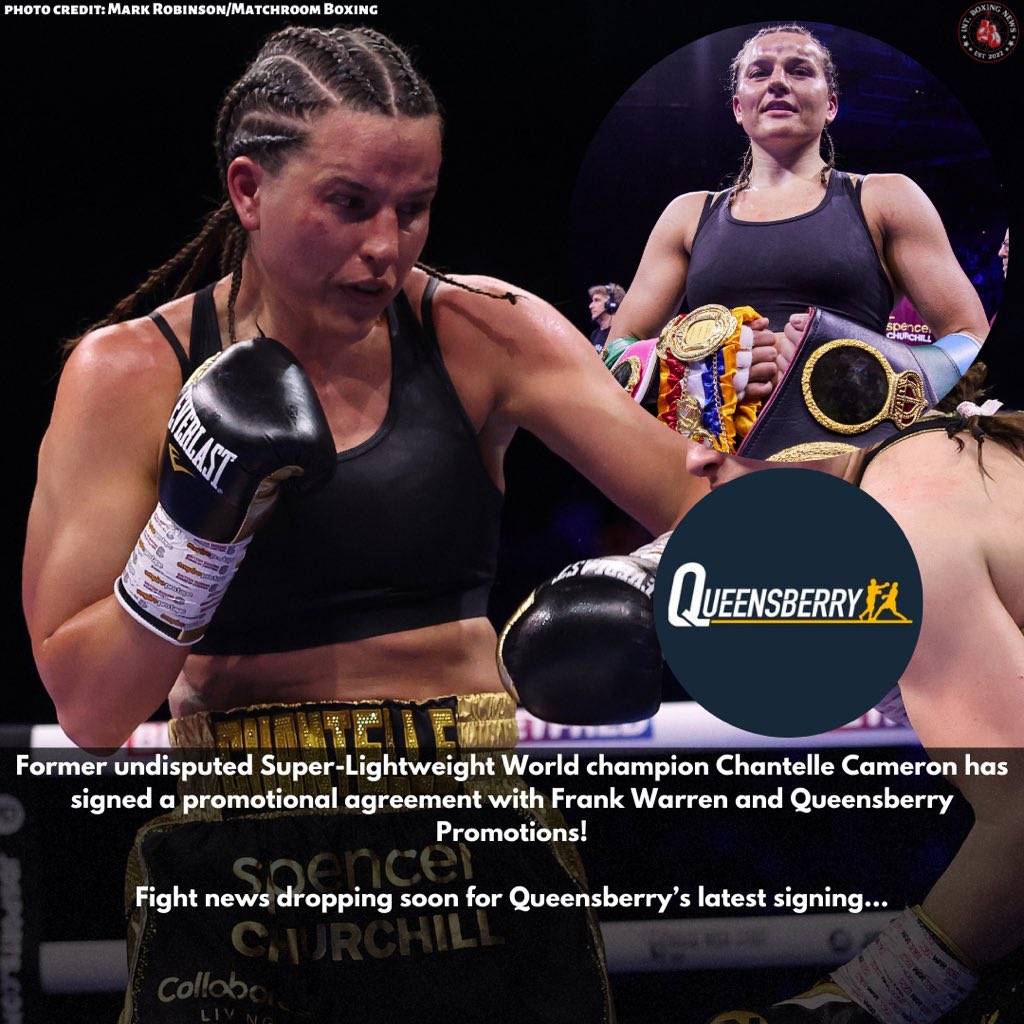 🥊 CAMERON SIGNS WITH QUEENSBERRY! 

Former undisputed Super-Lightweight World champion @chantellecam has signed a promotional agreement with @FrankWarren and @Queesberry Promotions!💥

Fight news dropping soon for Queensberry's latest signing...