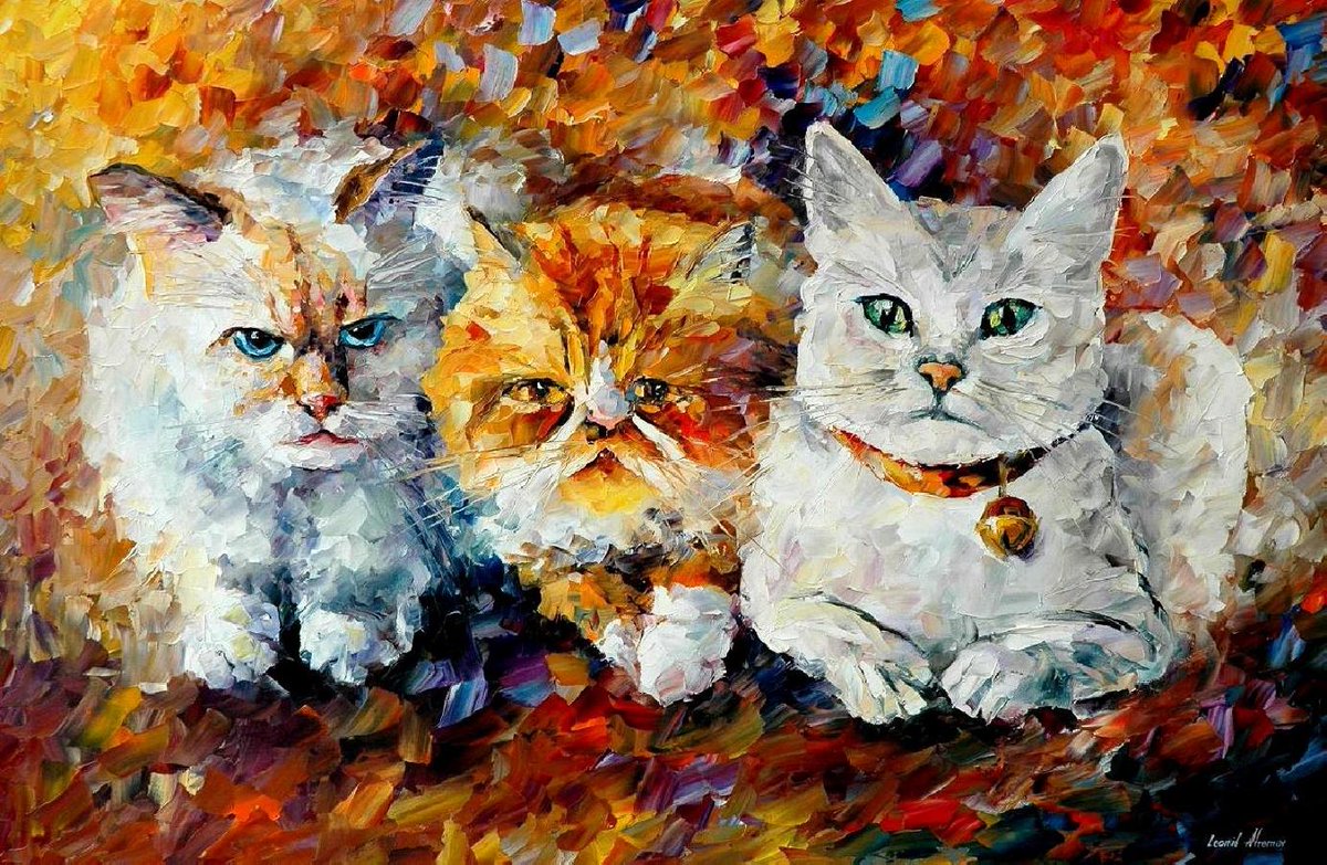 KITTENS - PALETTE KNIFE OIL PAINTING ON CANVAS BY LEONID AFREMOV