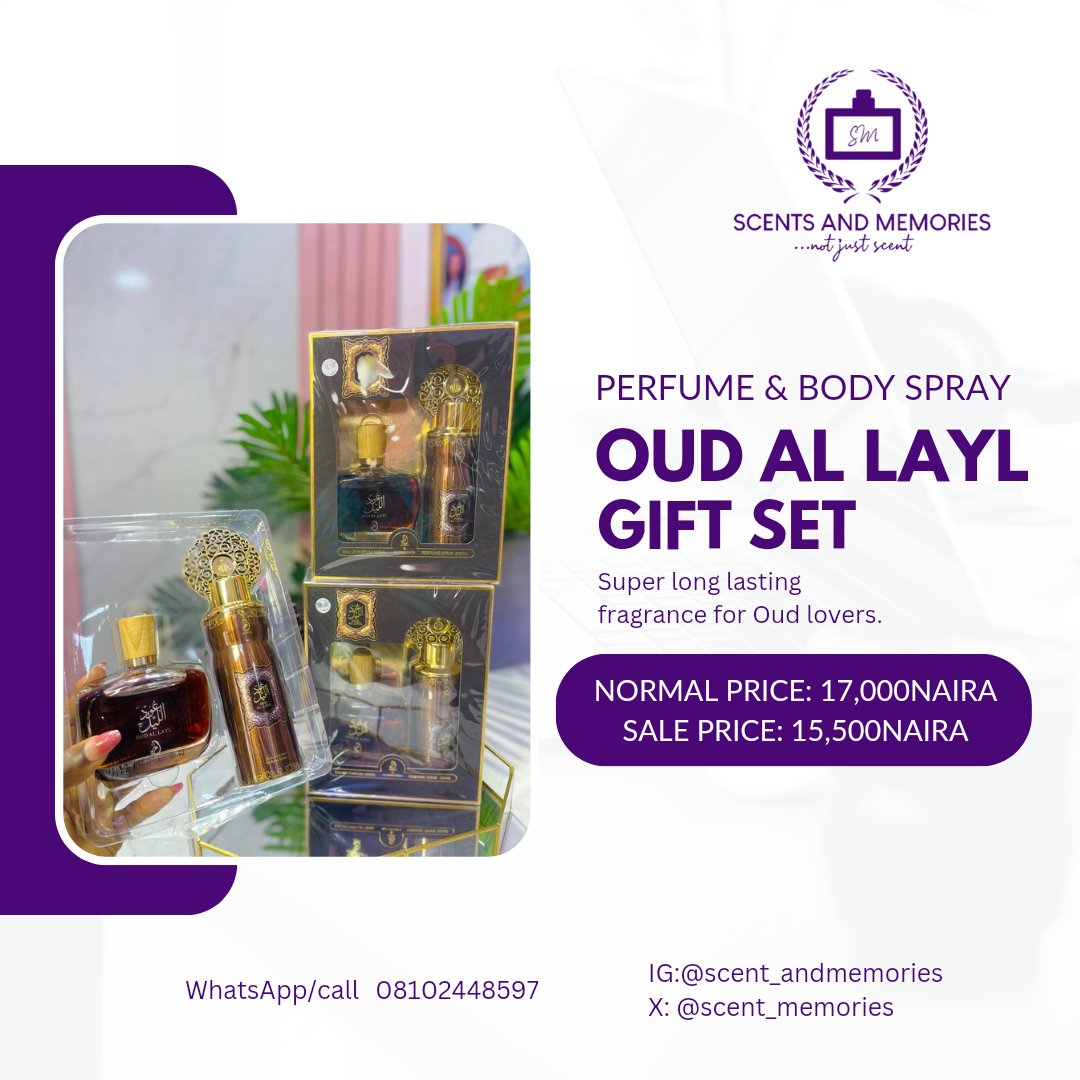 Location IBADAN Delivery is to all states DELIVERY STARTS AFTER SALE To order😊👇 Send a dm to @scent_memories Or Wa.me/+2348102448597