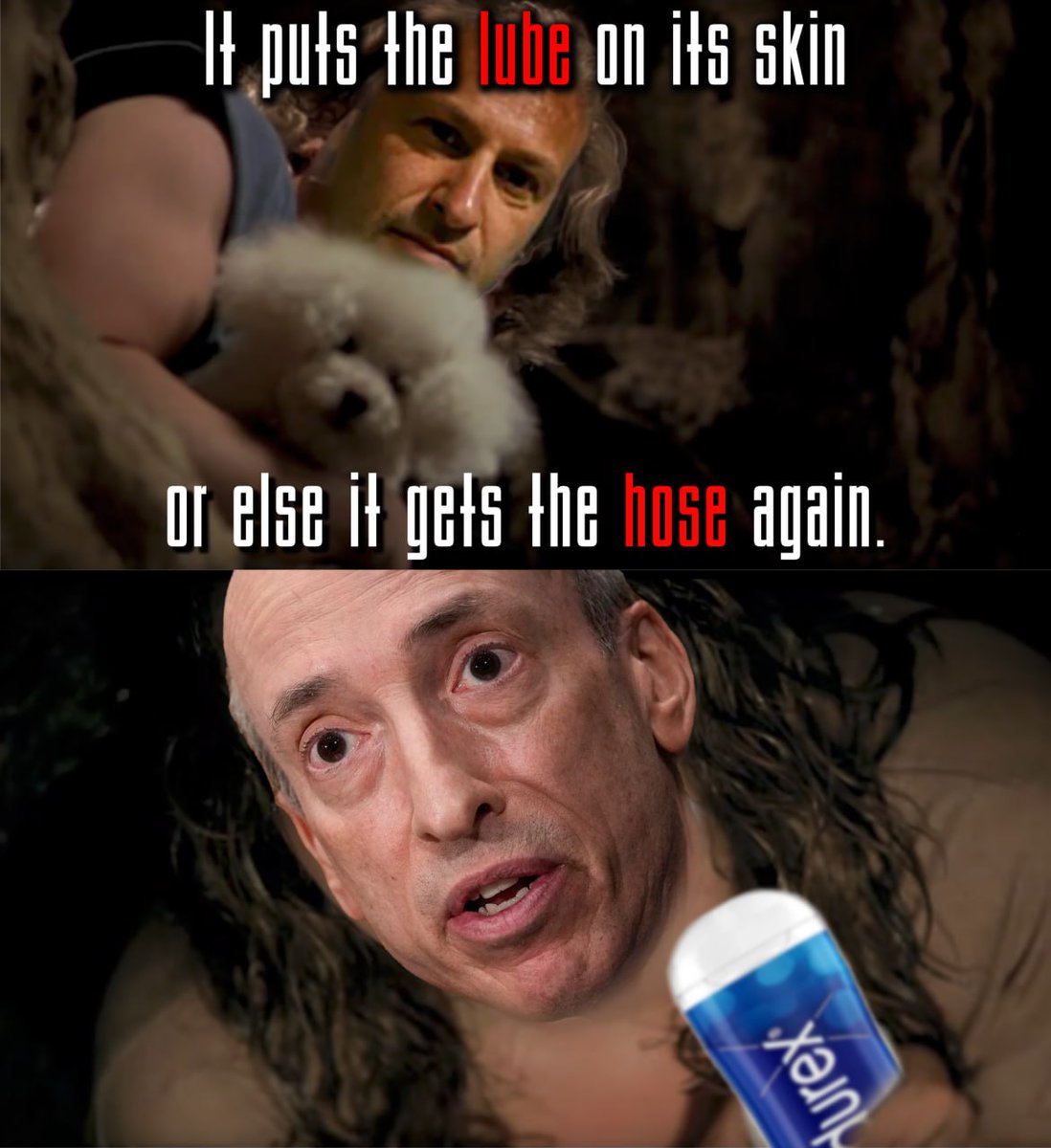 JoeLubeCoin's tweet photo. He put himself in a hole...

...lot of trouble when he decided to go after merciless Joe Lube. 🤌🏽 

@GaryGensler will have to pull down his pants in court soon enough. 

Joe LUBE will lecter him for good.

Until then, we hope its wet & moist down there Gary ❤️

#ETHforAll @Consensys @MetaMask @ethereumJoseph