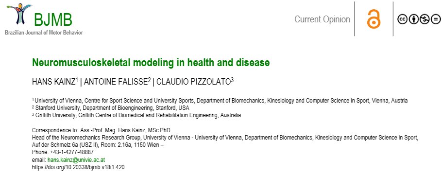 My first opinion paper on neuromusculoskeletal modeling, co-authored with @AntoineFalisse and Claudio Pizzolato @pzcld, is now published. 

A fantastic collaboration spanning three universities across continents: @univienna @Stanford @Griffith_Uni 

doi.org/10.20338/bjmb.…