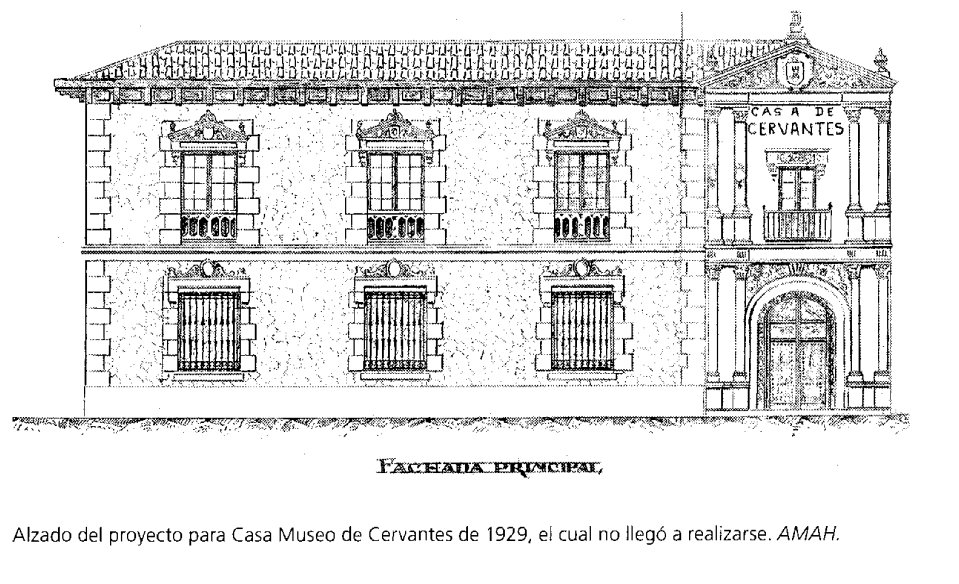 Este proyecto de nueva planta, proyectado en 1929, pretendía ser el Museo de la Casa de Cervantes. Un claro lenguaje historicista que finalmente no llegó a hacerse.