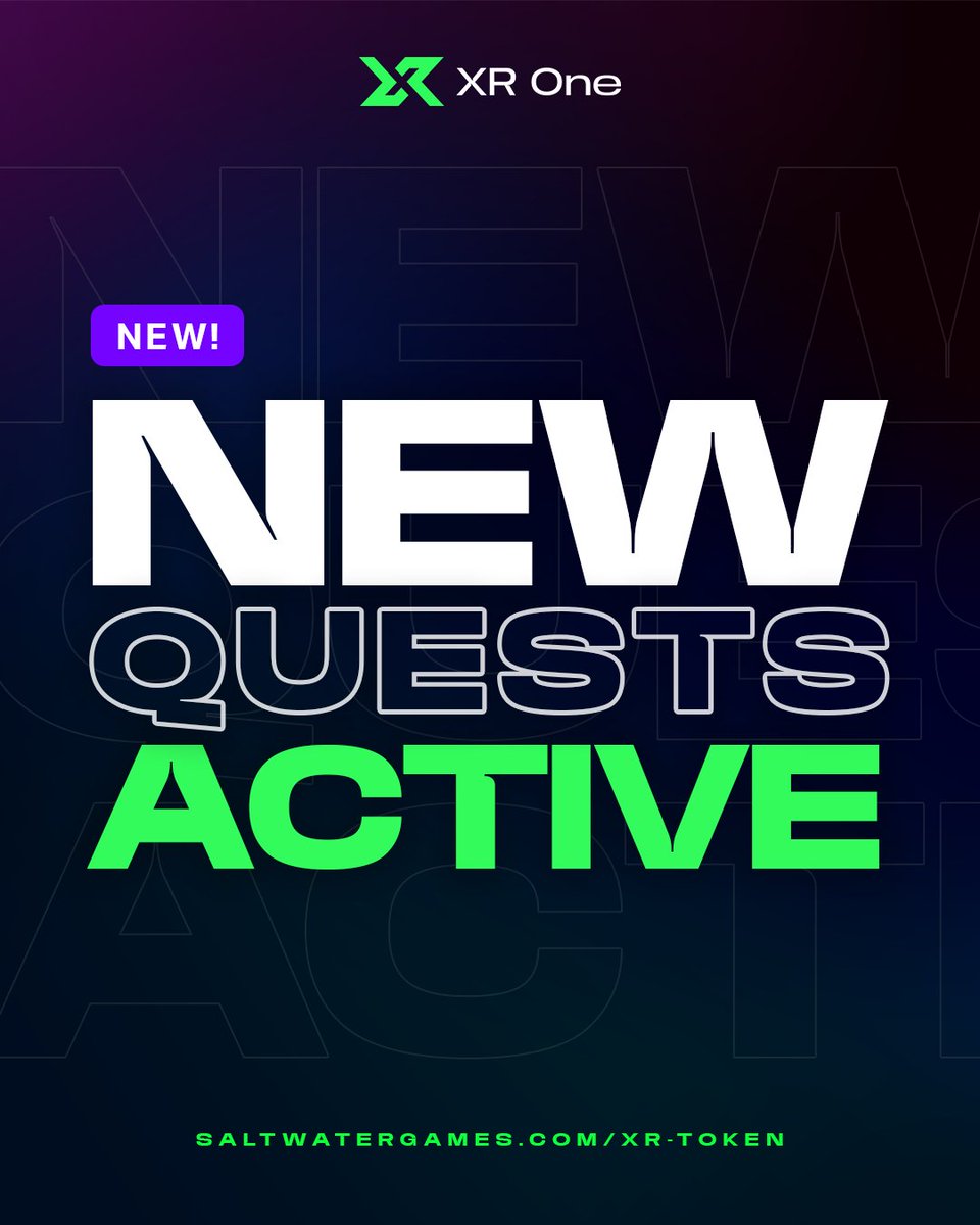 New Quests are active on the $XR Quest Platform⚡️ Head to saltwatergames.com/app/login to complete quests, earn tXR, and redeem it for $XR token drops.