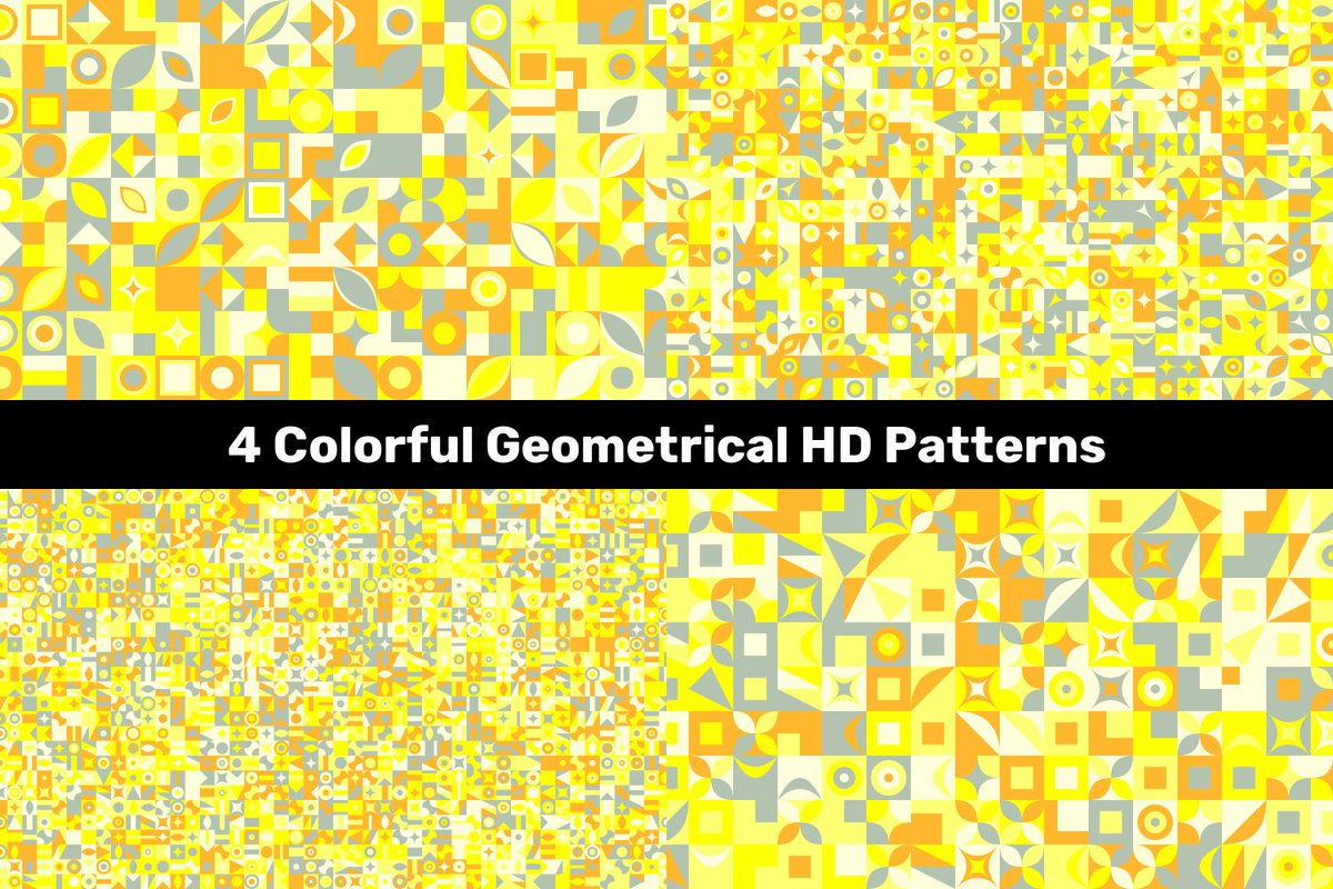 4 Colorful Geometrical HD Patterns creativefabrica.com/product/4-colo…  #PatternCollections #mosaic #squareabstractpattern #CheapBackgrounds #cheap #backdrop #PatternSale #shape #fabric #GeometricDesign #CheapVectorPattern