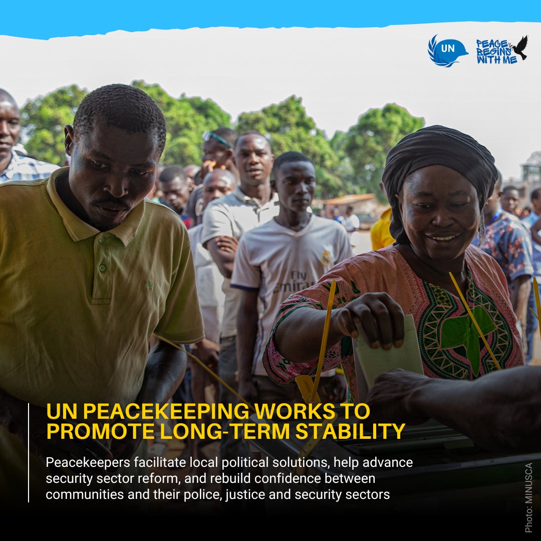 For peace to last, there needs to be trust between governments & their people. @UN Peacekeeping works to strengthen national security institutions and help communities know their rights, protecting the civic space. #PKDay
More on our work 👉 bit.ly/PBWM