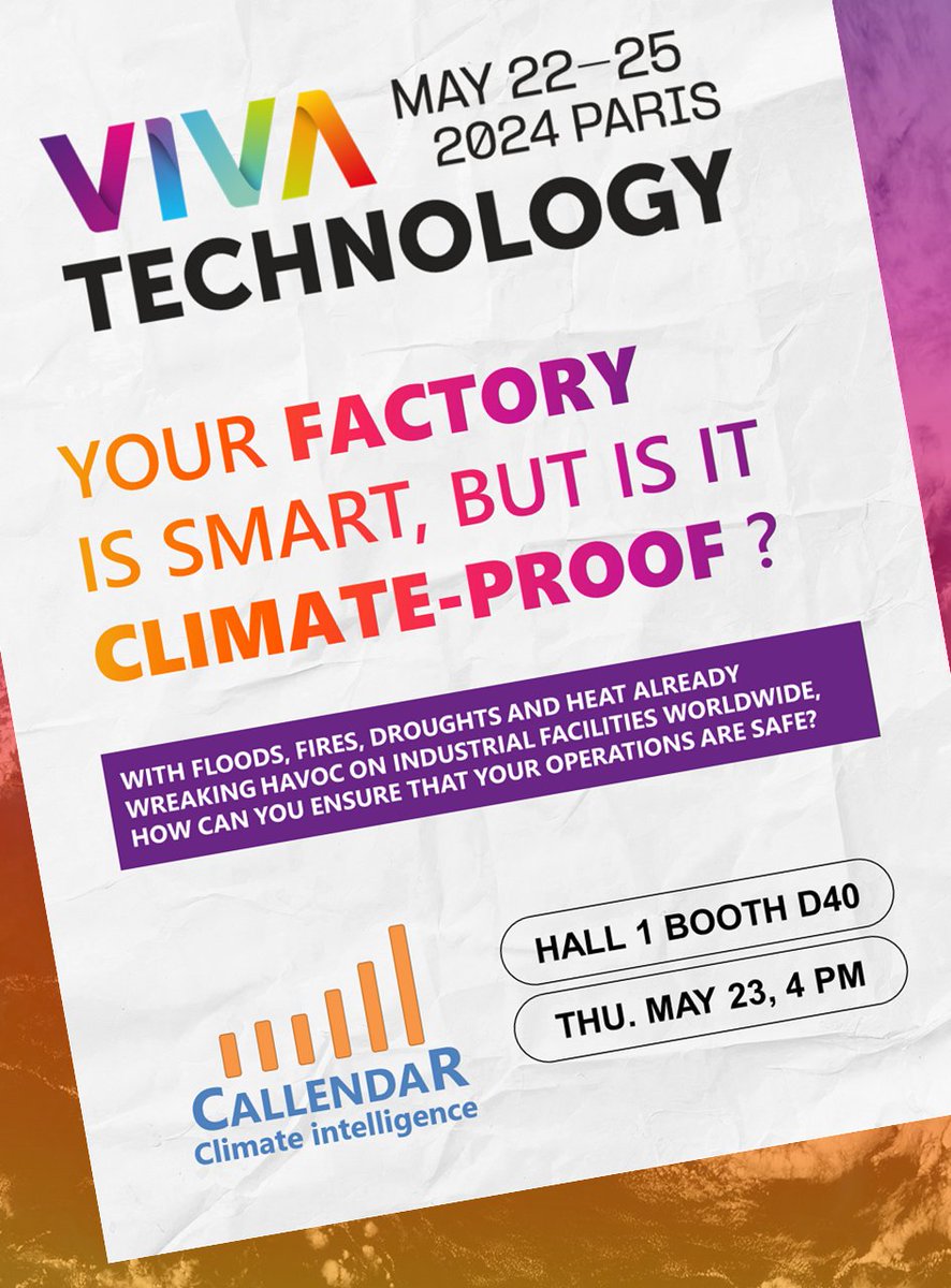 With floods, fires, droughts and heat already disrupting industrial facilities around the world, how can you ensure that your  operations are safe?

Join us at @VivaTech on the Plant 4.0 Initiative with @impulse_labs and @TotalEnergies, and find out!

vivatechnology.com/sessions/42947…