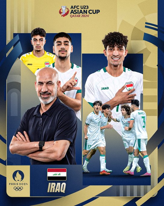 ✨𝐐𝐔𝐀𝐋𝐈𝐅𝐈𝐄𝐃✨

🇮🇶 #Iraq has secured their place at #Paris2024, marking their 6️⃣th consecutive appearance at the @Olympics! 🎉🥇

#AsianCupU23 #Qatar #AFCU23 #olympics2024 
 @DaniJ_1995