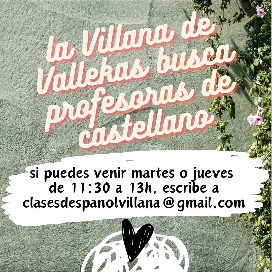 💚 Buscamos gente para impartir por las mañanas clases de castellano en La Villana, un proyectazo de educación popular y antirracista, ¿te unes? 👇🏽 ℹ️ lavillana.org/clases-castell… 📧 clasesdespanolvillana@gmail.com