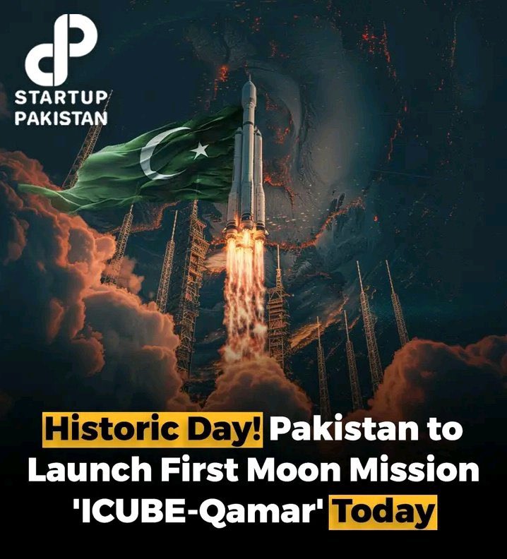 GisFahad's tweet photo. In a historic event, Pakistan launched its first-ever satellite mission to the moon on Friday, May 3, with iCube Qamar.
Read More Here: https://t.co/fs4qbGodOQ
https://t.co/PZvrdnvlQQ.
#PakistanLunarMission #icubeqamar #Pakistan #moon https://t.co/nmL3FF1Er8