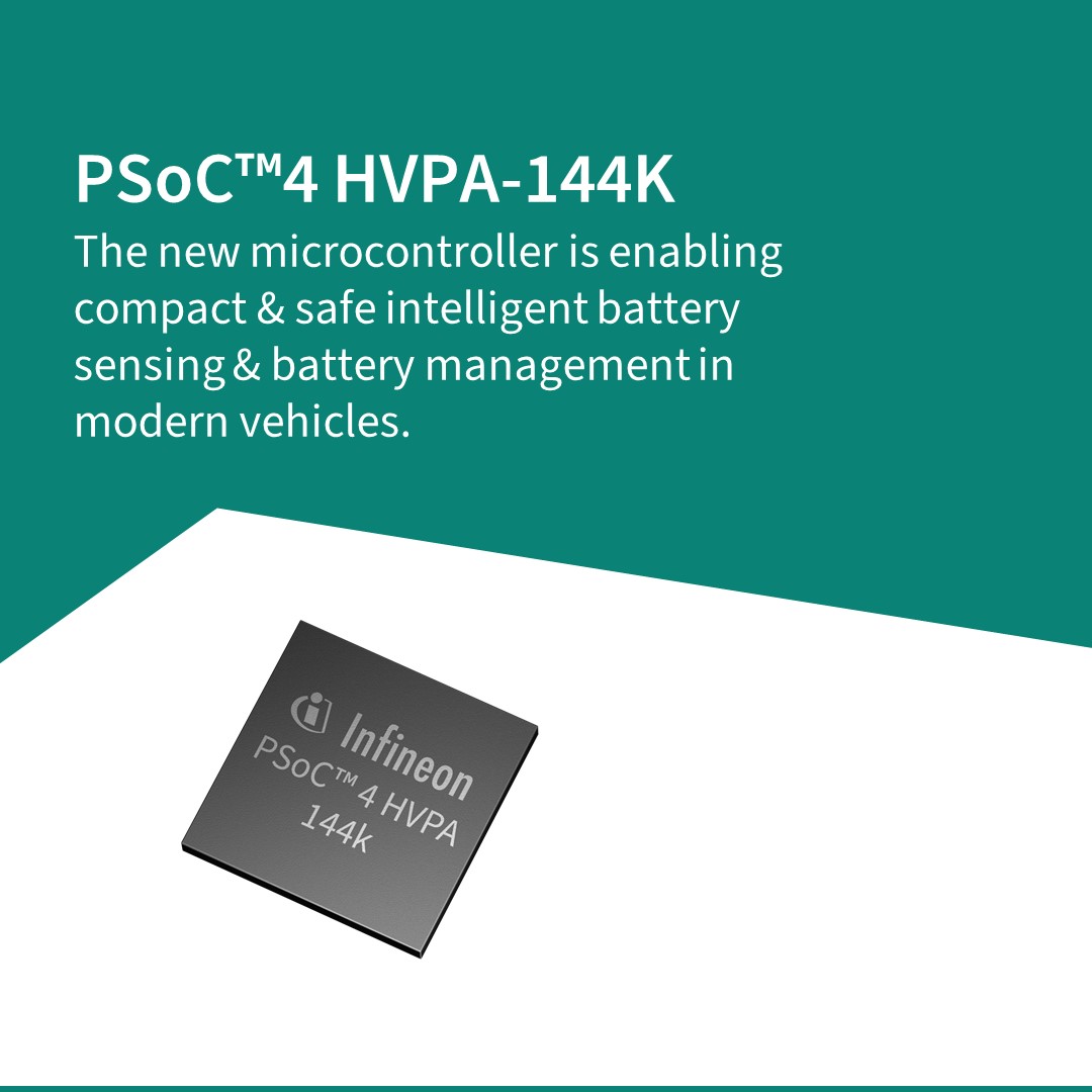 Our PSoC™ 4 HVPA-144K microcontroller for automotive battery management systems integrates high-precision analog & high-voltage subsystems on a single chip. Monitoring & managing automotive 12 V lead-acid batteries. 👉 Check for more info here: scom.ly/WOYJmAg