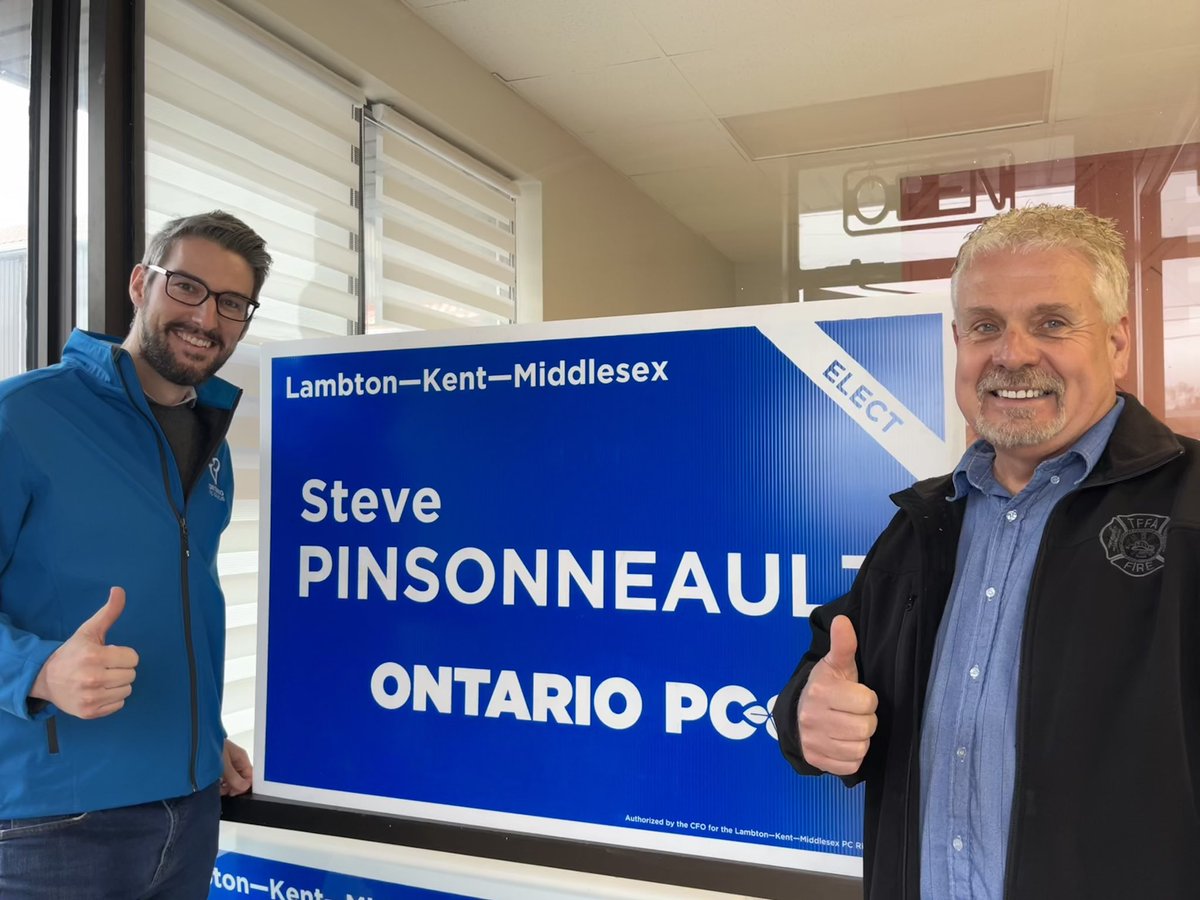 Congratulations to @spinsonneaultpc on becoming the next Member of Provincial Parliament for Lambton-Kent-Middlesex. Looking forward to working with you to build a stronger Ontario!