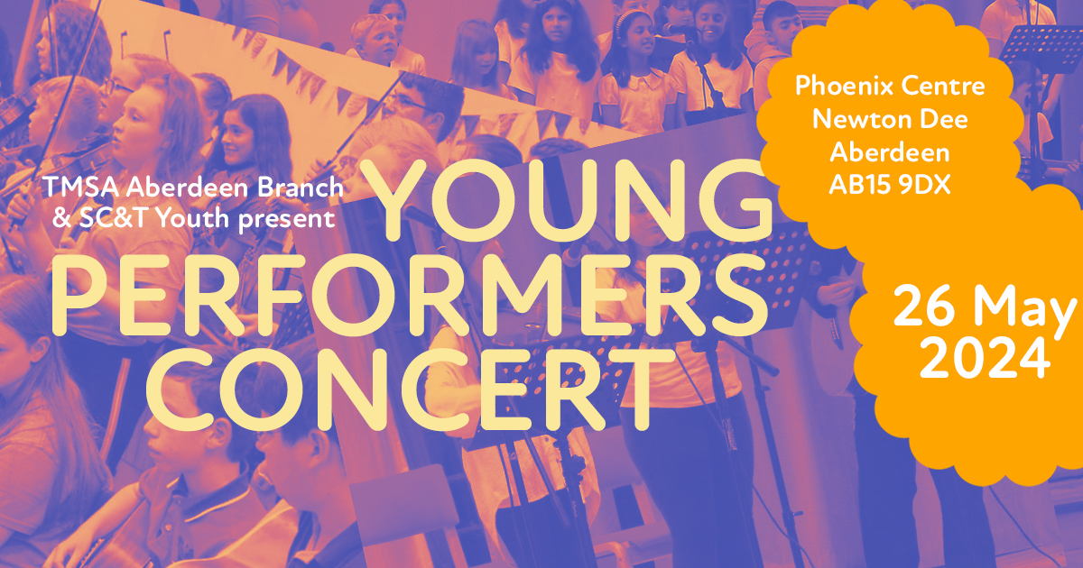 A date for your diaries later this month: SC&T Youth in collaboration with TMSA Aberdeen Branch are hosting a Young Performer's Concert on 26 May, 3pm at the Phoenix Centre, Newton Dee, Aberdeen 🎻🎹🪗 Come along and support the next generation of local trad musicians!