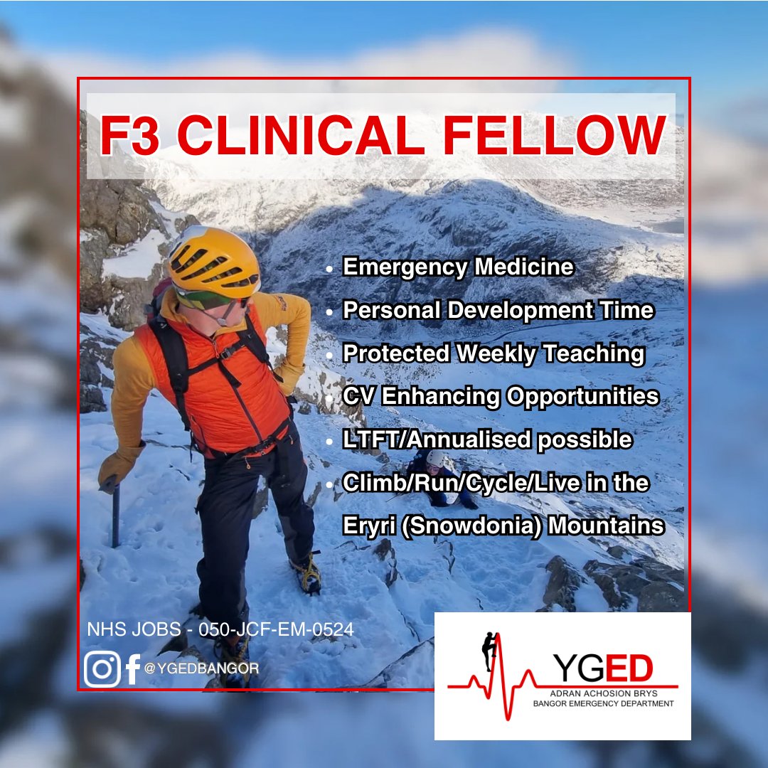 🚨 FY3 EM Posts 🚨 
  Apply now on NHS Jobs!

Join our friendly and adventure-ready team and you’ll never be short of someone to head in to the mountains with.

Check our website (link in bio) for more information.

NB - FY3 MedED Post Applications are separate to FY3 EM Posts.