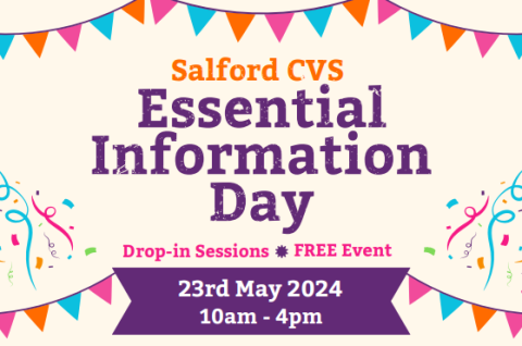 Are you part of a VCSE sector group/organisation in Salford? Come and meet the Salford CVS team at this Essential Information Day and see how we can help you. You can just drop-in but if you could register it would help us get an idea of numbers/needs: lght.ly/3722k02