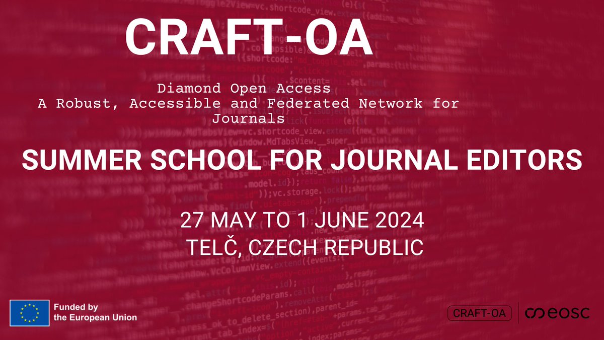 Secure your spot at the CRAFT-OA #editorschool for #OJS editors and register until Sunday! More info: craft-oa.eu/summer-school-… #ojsschool