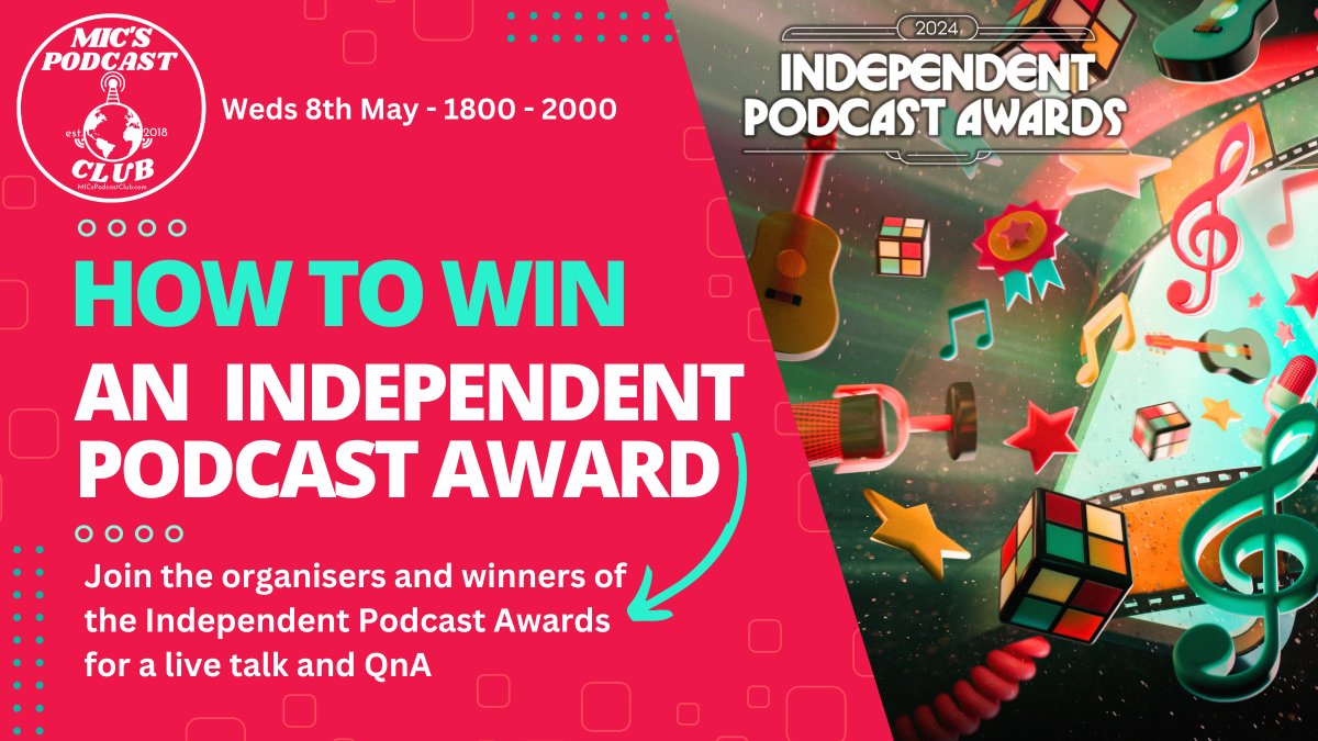 🎙️Are you thinking of entering this year's Independent Podcast Awards? Well join us TONIGHT to get insider tips for making your entry stand out with the organisers of the @IndPodAwards @MICsPodcastClub Live online QnA from 6pm RSVP for free ⬇️ meetup.com/micpod/events/…