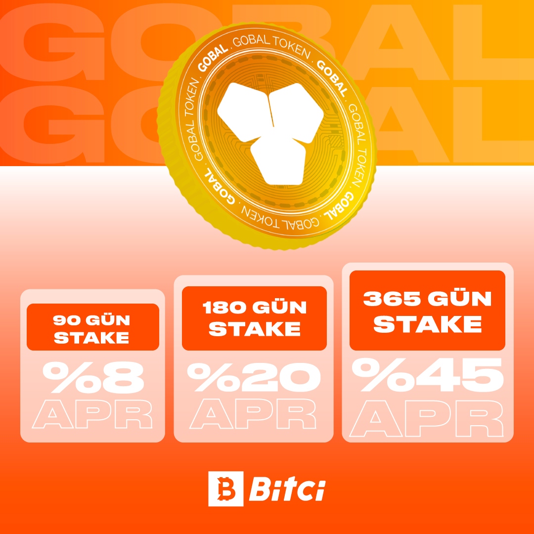 🔐 $GOBAL Token sahiplerine ayrıcalıklı stake kampanyası Bitci'de başlıyor! 💰 %45'e varan APR oranları ile $GOBAL 'larınızı stake edin, kazancınızı katlayın! ✅ ⚠️ Stake havuzları saat 15.00'te aktif olacaktır.