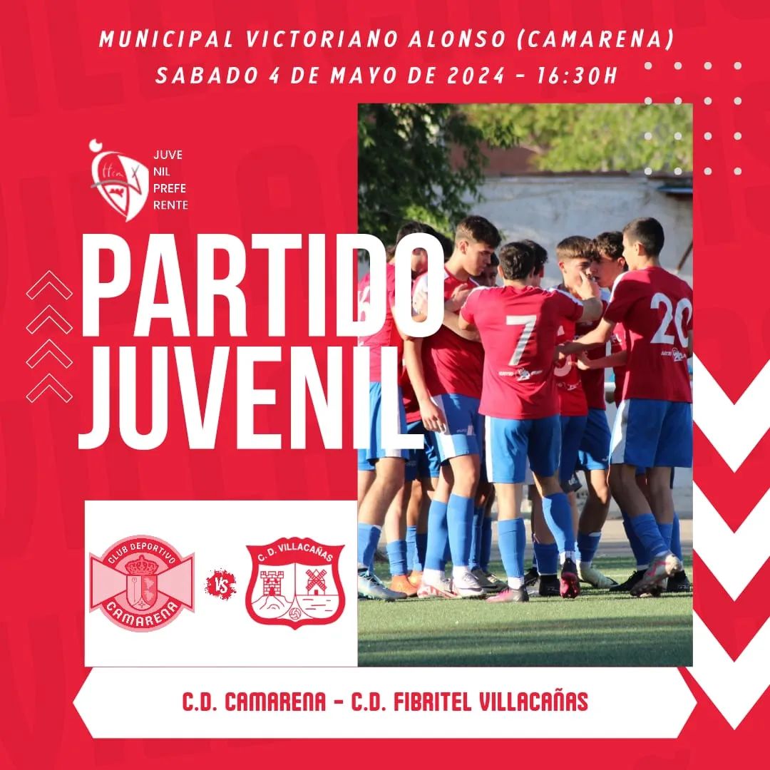 🔵🔴 Partido de Liga: 📅 Sábado, 4 de mayo. ⏰ 16:30 h. 🏟️ Municipal Victoriano Alonso (Camarena).