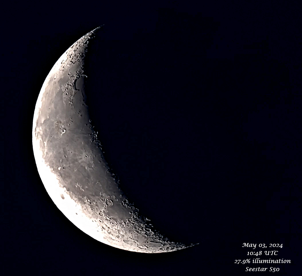 Early morning 27.9% moon taken with @Seestar_astro #Astrophotography #MoonHour #ZWO
