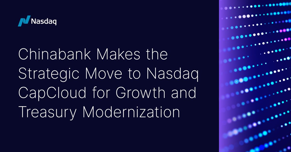 ⚡ The Philippines’ @chinabankph has selected Nasdaq CapCloud™ for accelerated cross-asset, front-to-back treasury management. This engagement supports its cloud-first approach for increased business agility, modernization support, local-market growth, and increased volumes; and…