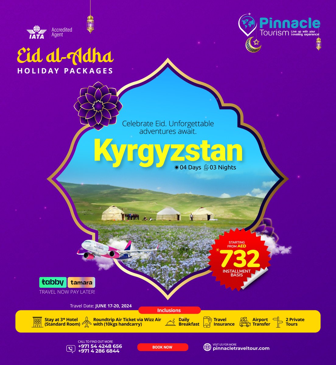Join us in celebrating Eid Al Adha at Kyrgyzstan for just 732 AED with Tabby! ✨ Immerse yourself in the beauty of Kyrgyzstan. 

☎️042866844
📲0544248656
📧inquiries@pinnacletraveltour.com

#EidAlAdha #Kyrgyzstan #TravelWithTabby #PinnacleTourism #EidGetaway #ExploreKyrgyzstan