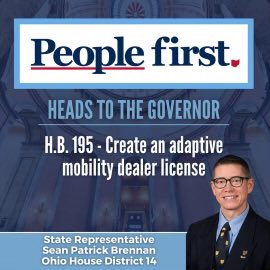 I am elated to report that my first bill passed last week. Thank to Speaker of the House @jasoncstephens for supporting H.B. 195 creating an adaptive mobility auto dealer license in Ohio.