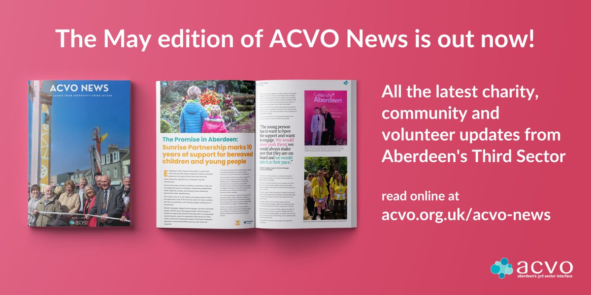 📰The May #ACVONews is out now, featuring... 🎨@CPAberdeen's Woodside Gateway Feature launch 🌅@sunrisepartners celebrate 10 years of bereavement support 💷Words from the St Machar Credit Union team about their financial services 🔗Read now➡️ acvo.org.uk/acvo-news/may-…