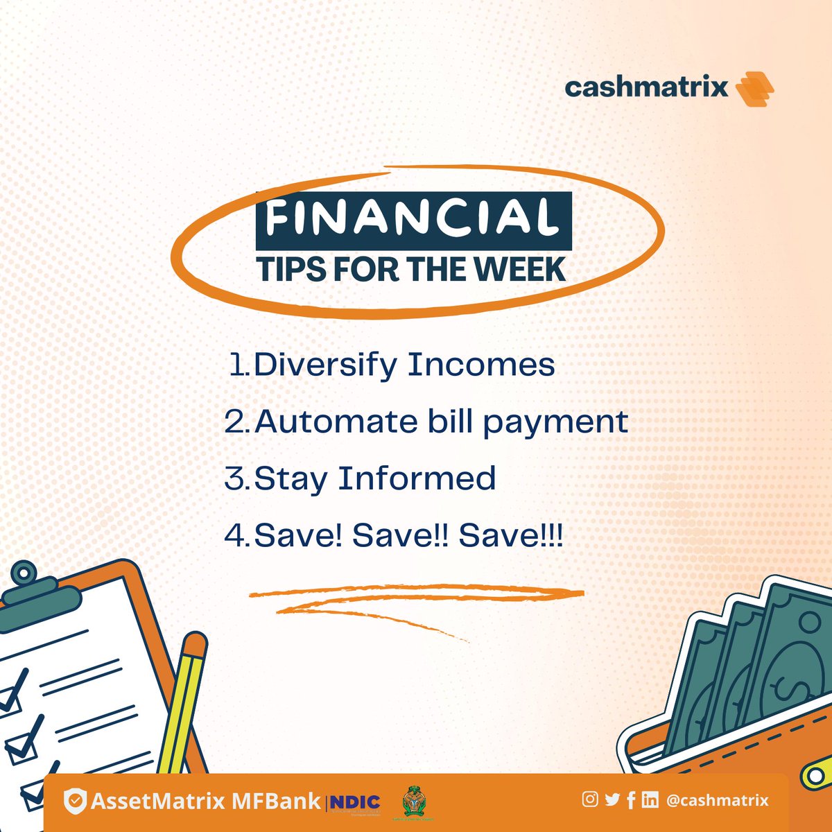 Hello Cashmatrix besties,

We hope you find these tips helpful
#DigitalBanking #MobileBanking #EasyBanking #SeamlessTransactions #DoItAllWithCashmatrix #CashmatrixApp