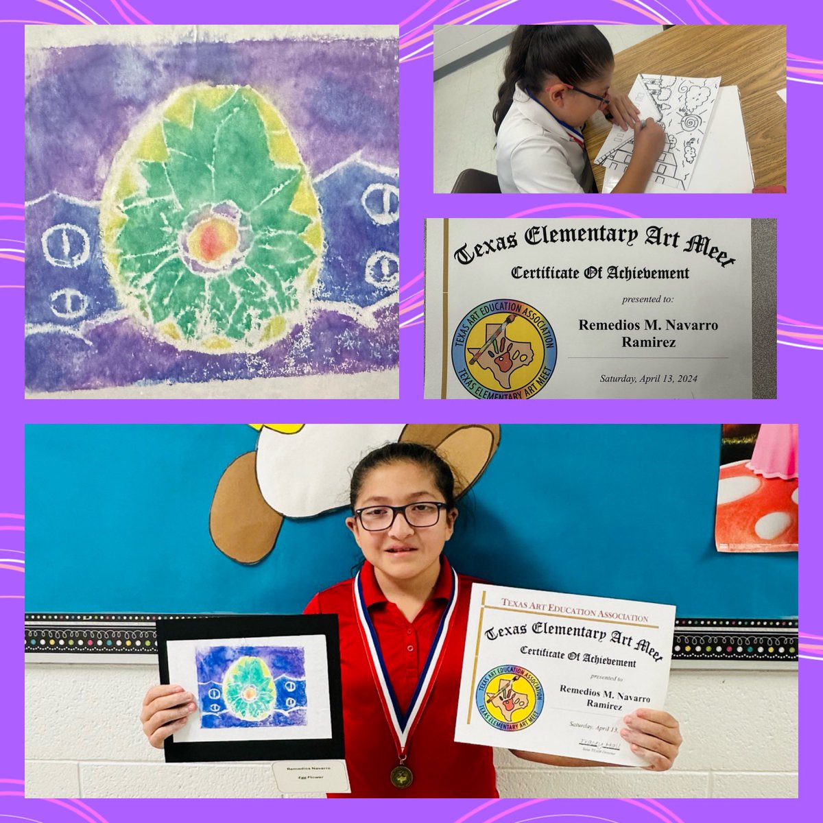 Beyond Proud of my little Patriot Artist 🤩👩🏻‍🎨 for being recognized🏅by the Texas Art Education Association for competing at the Texas Elementary Art Meet Event 🎨🖌️🖼️ @SISD_FineArts #PatriotPride #MyWhy🫶🏼#ProudTeacher #TeamSISD