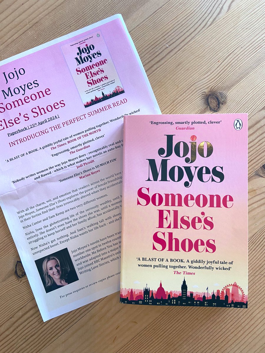 Huge thanks to @ClareP42 at @penguinrandom for very kindly sending me the newly released paperback copy of #someoneelsesshoes by my fave @jojomoyes 💗💜👠 #booklovers