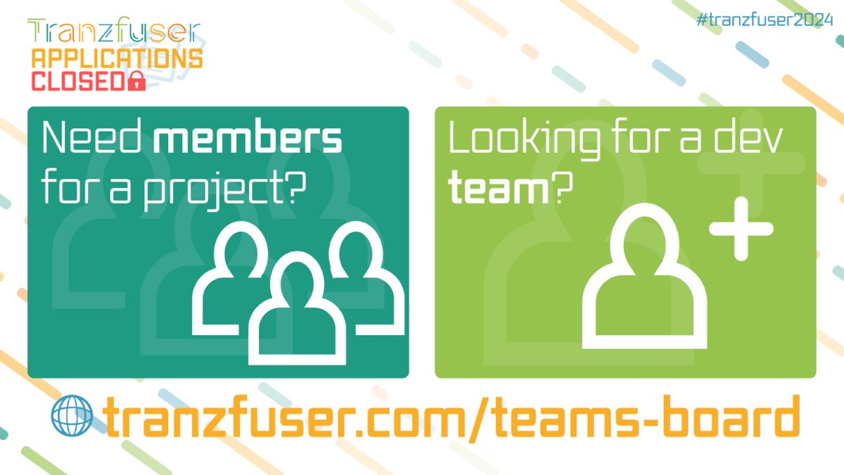 The Tranzfuser 2024 submissions are in! 😎 But what if you are still looking for team members or want to join an existing team?🙋 Check out our Teams Board to find out more: tranzfuser.com/teams-board/ #Tranzfuser2024 #indiedevs