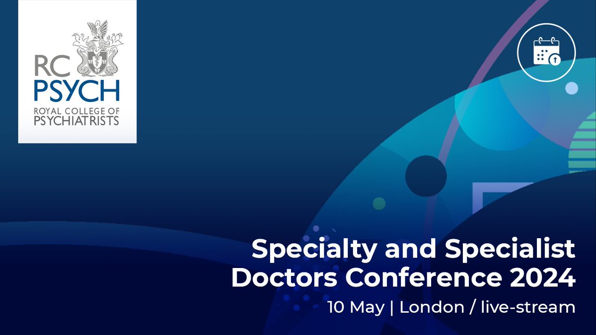 1 week to go until the Specialty and Specialist Doctors @RCPsychSASdocs Conference 2024. You can join us in-person in London, or virtually via the livestream, next Friday. View the programme and register here: bit.ly/sasconf24 #SASPsych24