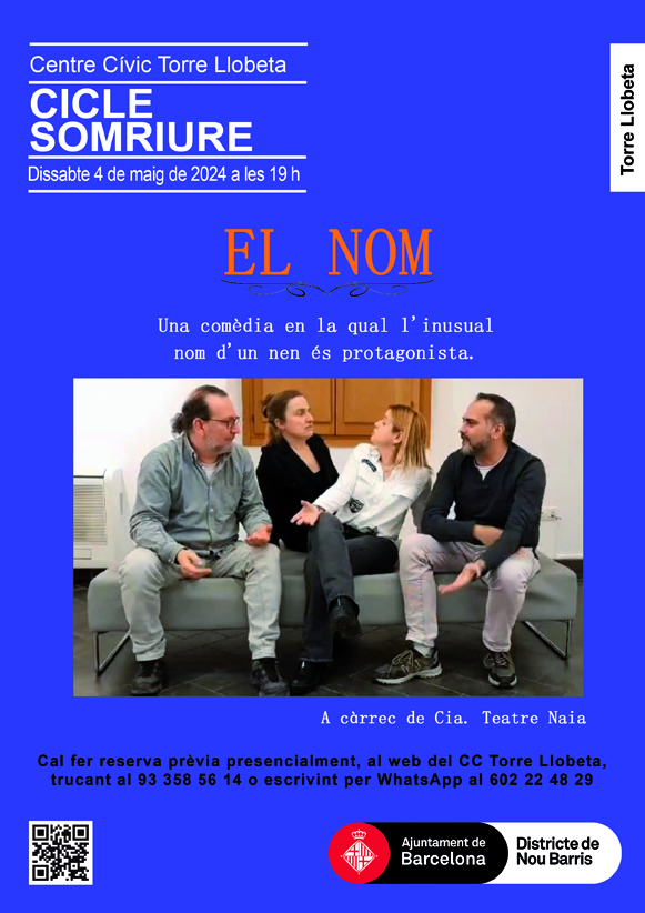 👶 'Com es dirà al nen?'. És la innocent pregunta que desferma tota la trama a 'El nom'.

🎭 Una obra de #teatre a càrrec de la cia. Naia, que podreu veure demà a les 19 h al @cctorrellobeta. Reserva prèvia a ow.ly/gk4m50RqHhJ.

No hi falteu! #NouBarris