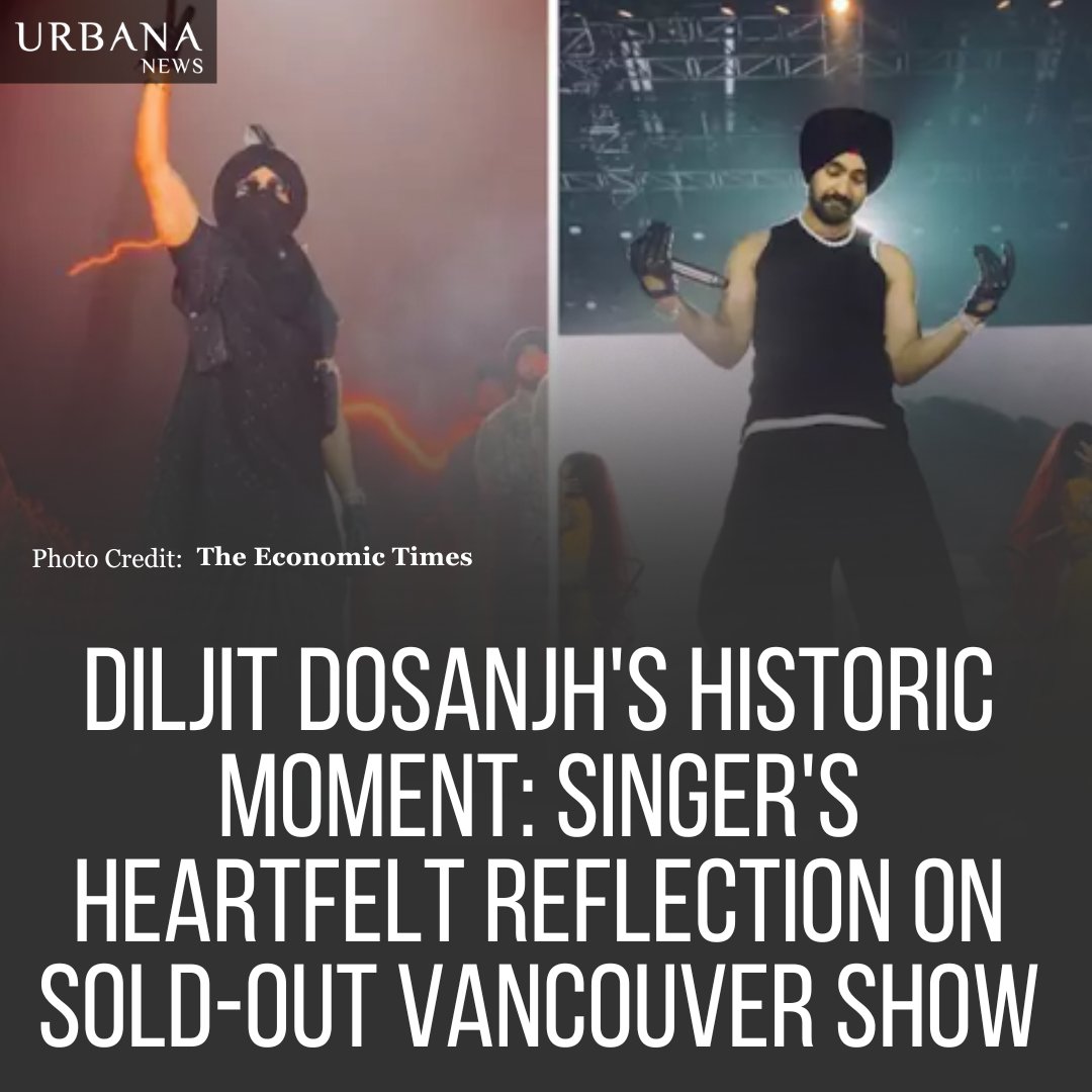Diljit Dosanjh's Dil-Luminati Tour in Vancouver attracts 50,000 fans, showcasing Punjabi music's global influence.

Tap on the link to know more:
urbananews.ca/diljit-dosanjh…

#urbananews #newsupdate #DiljitDosanjh #PunjabiMusic #CulturalIcon
