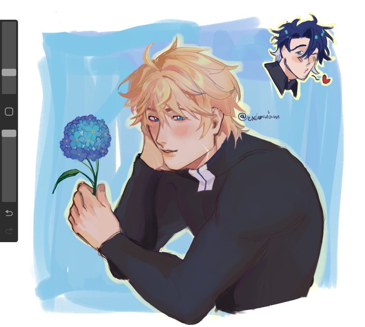 exhosionn's tweet image. Gepard and forget-me-nots!! (featuring sampo)

#Gepard #sampo #HonkaiStarRail #hsr #sampard