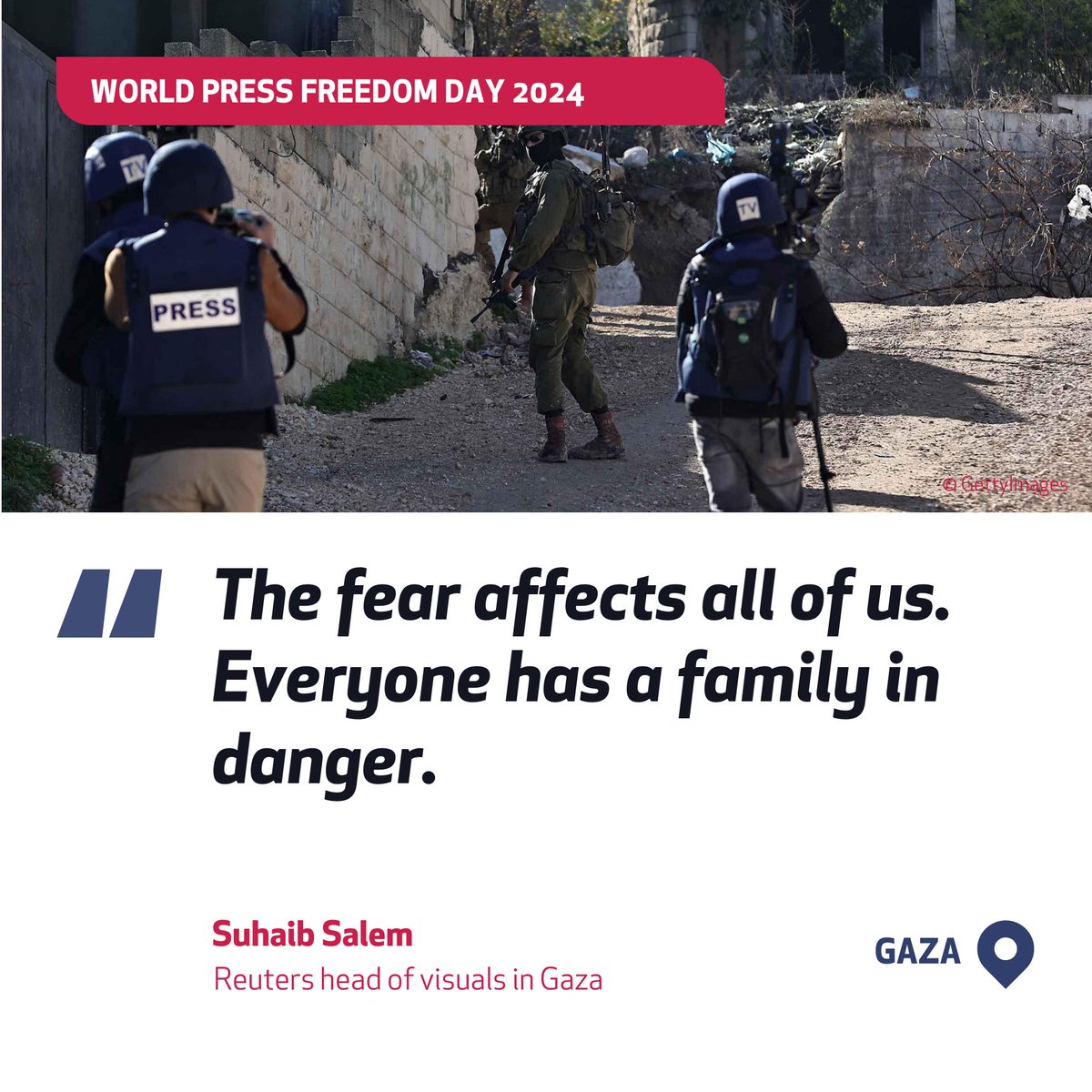 Nearly 100 Palestinian journalists have been killed in Gaza since the start of the conflict. On #WorldPressFreedomDay, @DaniellaPeled talks to @suhaibpix about the challenges of covering the war while trying to keep colleagues and families safe. iwpr.net/global-voices/…