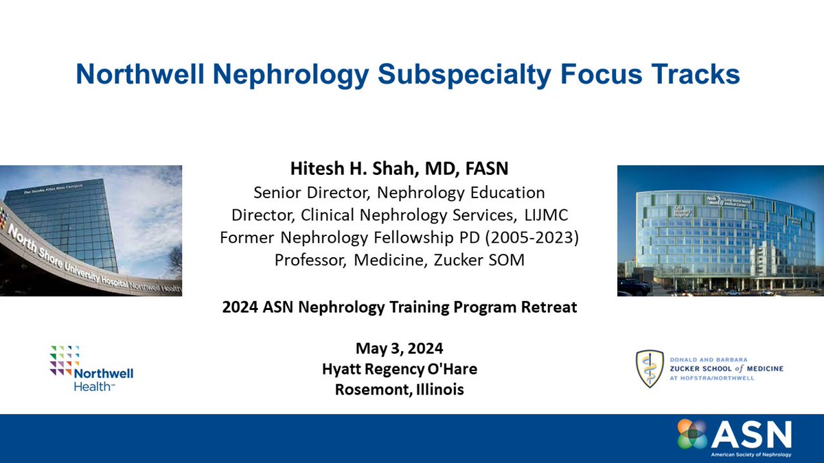 Dr. Hitesh H Shah @hiteshhshah presenting at the @ASNKidney training program directors retreat 2024 on Subspecialty Focus tracks in Nephrology #MedEd ajkd.org/article/S0272-…