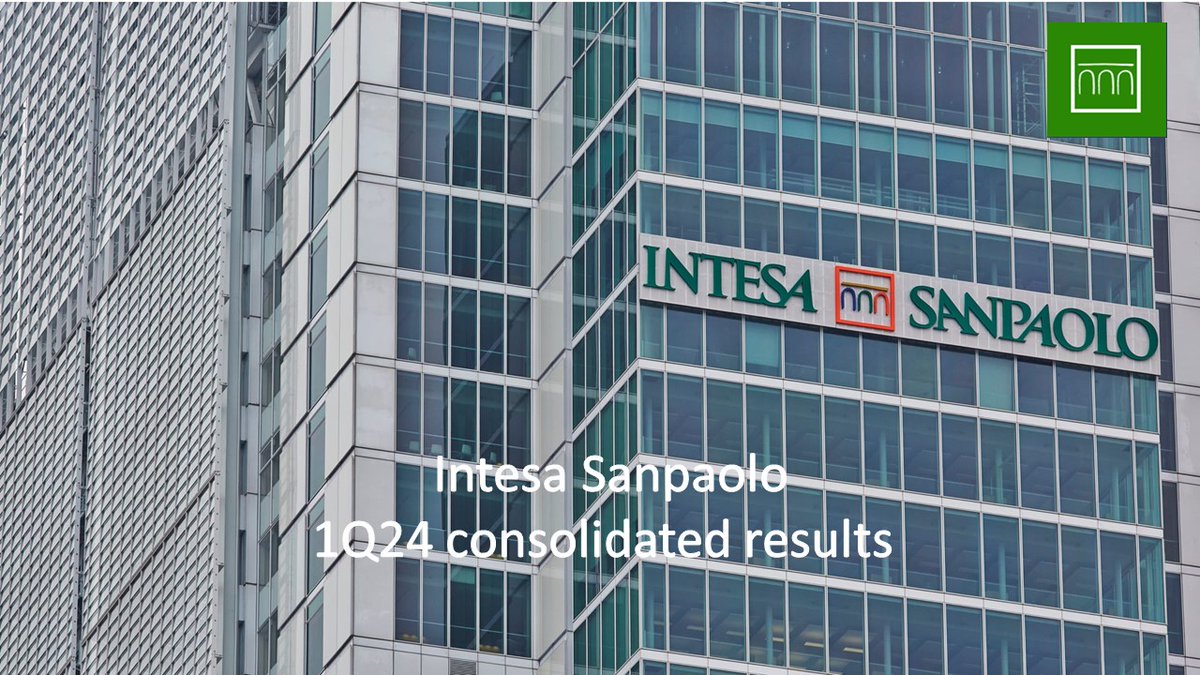 🟢 #Investors #Financial With a Net income of €2.3 #IntesaSanpaolo’s 1q24 financial results are the best-ever: cash dividend of €1.6 billion already accrued in the first quarter. See Highlights here:
📌group.intesasanpaolo.com/en/newsroom/ne…