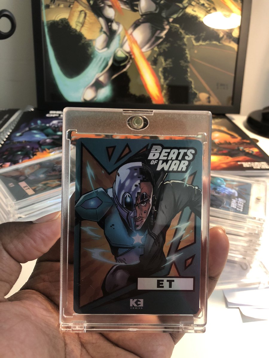 It’s Afrofuturism meets Sci-fi in a grounded superhero story set in year 2072 Back us on Kickstarter and unlock these cool holographic Beats of war trading cards along with other goodies. Hyena Man #1 is now live on Kickstarter kck.st/4aRfFK6 #comicbooks