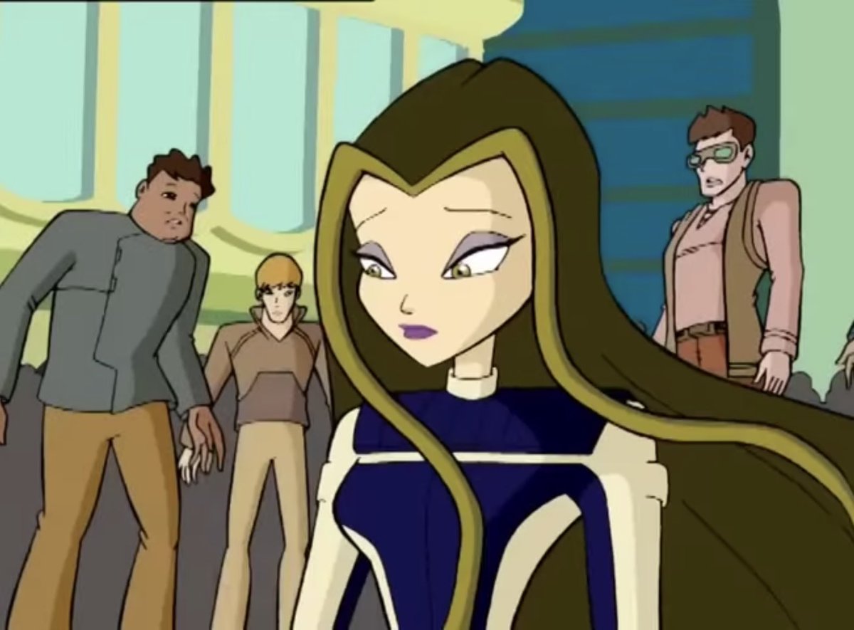 can we talk about how good darcy looks in a specialist / biker suit in winx season 1? she literally stole this scene!