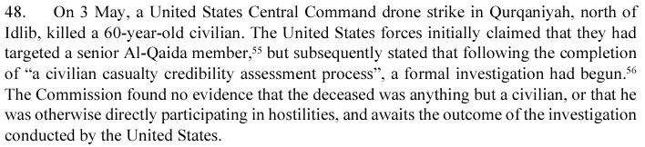 3 May 2023 killing of civilian, reported to #HRC54➡️§48 bit.ly/4a340H4 by @UNCoISyria having 'found no evidence that the deceased was anything but a civilian or he was otherwise directly participating in hostilities', now confirmed by US CENTCOM➡️bit.ly/3Wq0ALj