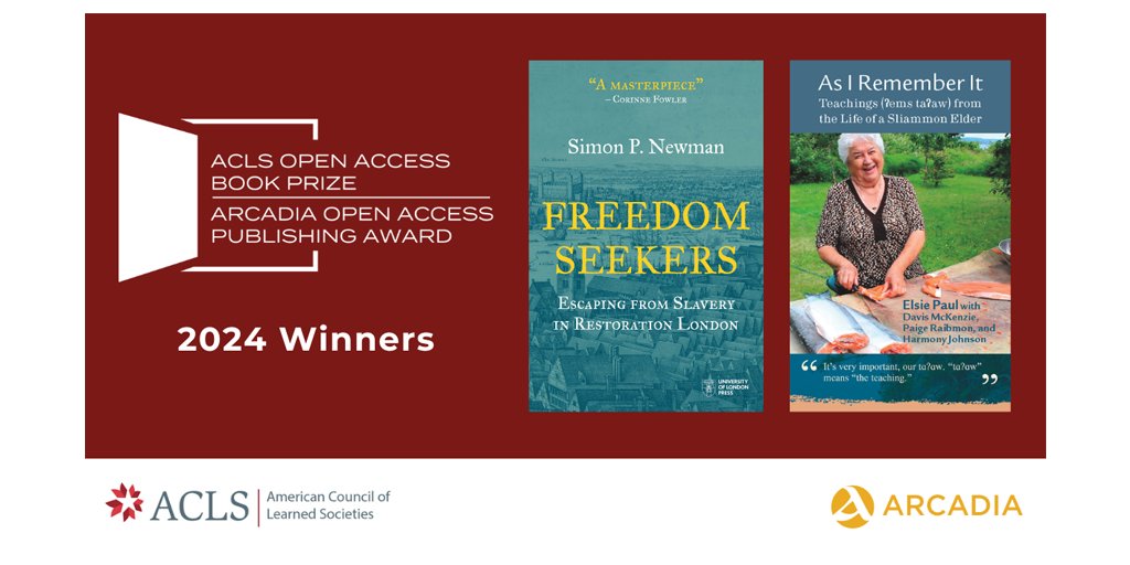 📢📰 Freedom Seekers Wins ACLS Prize! ow.ly/Jkwf50RvzK3 @UoLPress @ACLS1919 #ScholComm #Scholarly #Publishing #OA