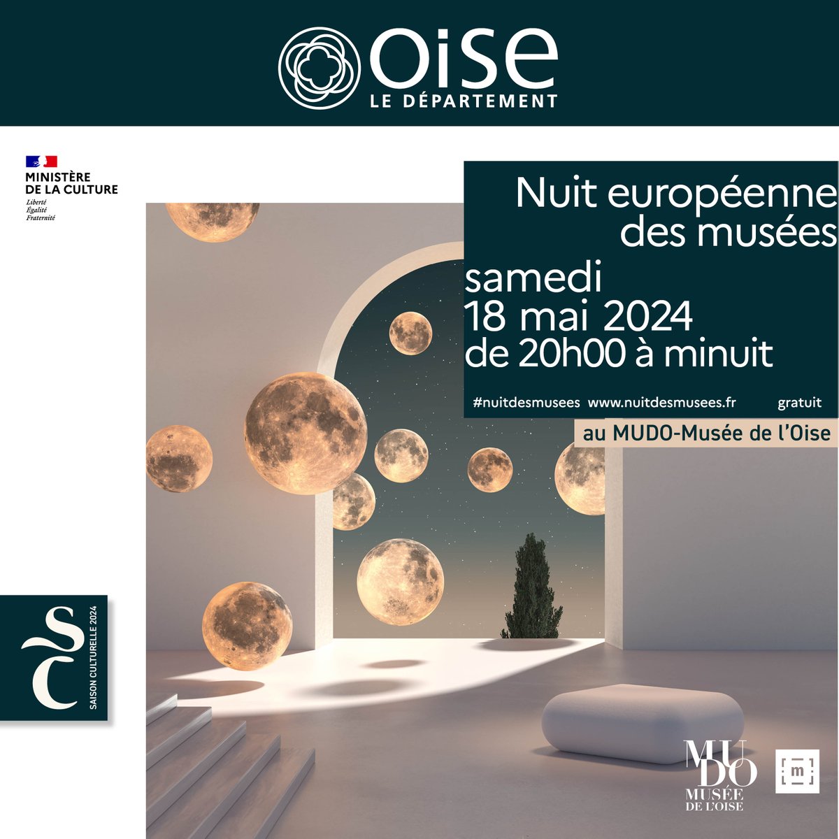 #Nuitdesmusées2024 <a href="/NuitdesMusees/">NuitdesMusées</a>  
𝐒𝐚𝐦𝐞𝐝𝐢 𝟏𝟖 𝐦𝐚𝐢 𝐝𝐞 𝟐𝟎𝐡 𝐚̀ 𝐦𝐢𝐧𝐮𝐢𝐭, le <a href="/MUDOOise/">MUDO-Musée de l'Oise</a> s'animera et vous invitera à la découverte et à la rêverie dans l'ambiance feutrée de la nuit. 
url-r.fr/fcgGP
#museedeshautsdefrance #CultureWE #Beauvais #Oise