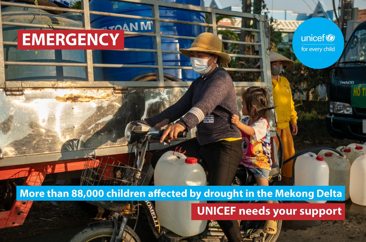 Emergency support is still crucial to ensure children and families affected by the Mekong drought have sufficient water for drinking and daily needs 👉🏻 uni.cf/3wchoL4