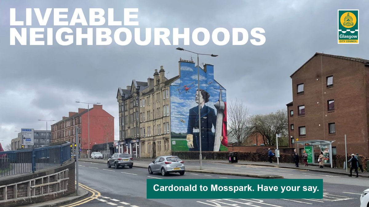 Help shape the emerging Cardonald to Mosspark #LiveableNeighbourhood by attending a drop-in event:

📅 Tues 7 May (2pm - 6pm) - Penilee Community Centre

📅 Fri 10 May (2pm - 6pm) - Corkerhill Community Hub

More info and online survey 👉 lnt3-glasgowgis.hub.arcgis.com